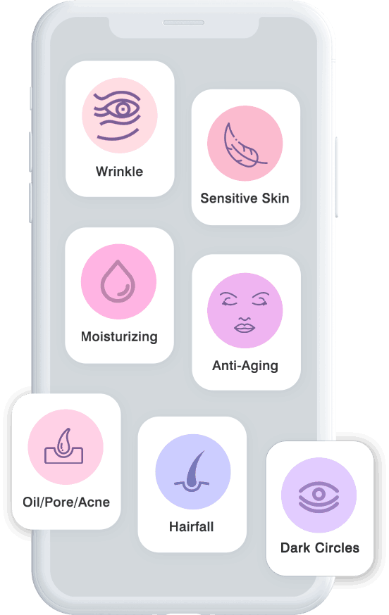 interface with various skincare and haircare concerns