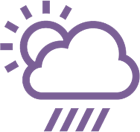 Partly cloudy with rain conditions