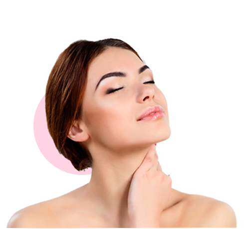 woman touching and feeling her healthy skin